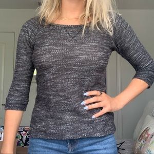 Express Dark Gray Marled Lace-Back Sweater